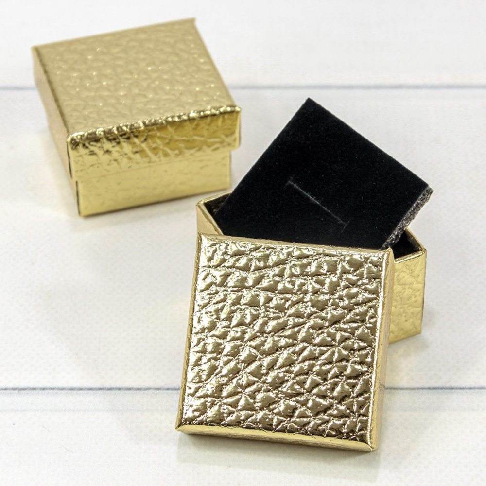 Коробка Ювелирная 5х5х3.5 см Набор 2 шт "Кожа крокодила" (Золотой)