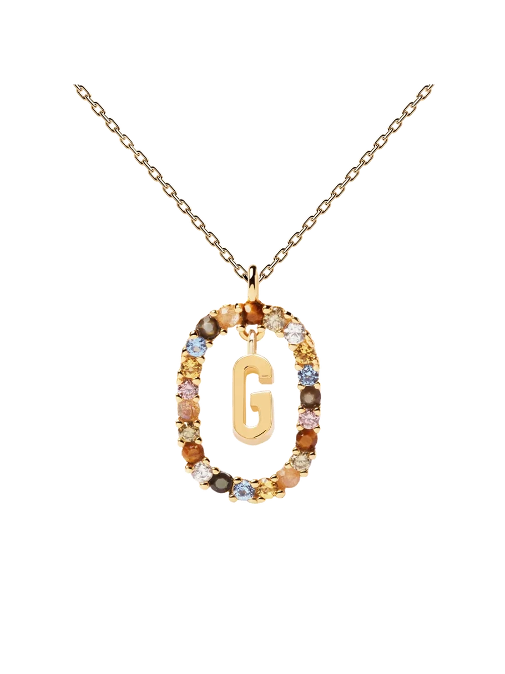 Колье Буква G серебро 925 пробы покрытое золотом