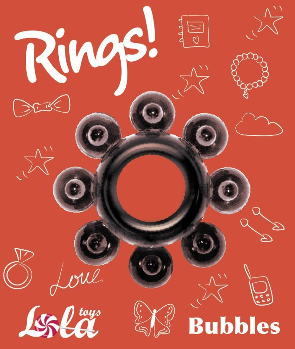 Эрекционное кольцо Lola Games Rings Bubbles, чёрное