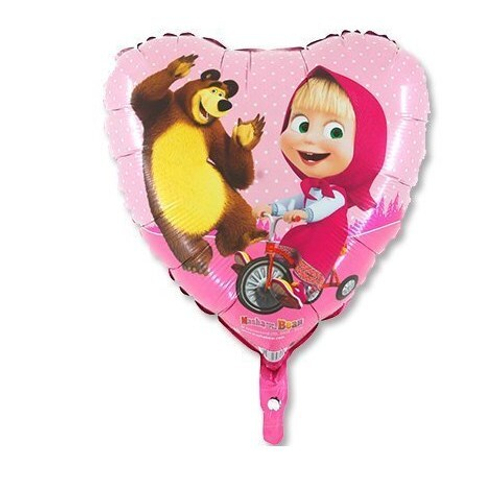 Шар сердце Маша и Медведь велосипед