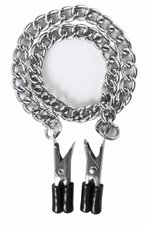 Прищепки для сосков Block Busters Nipple Clamps с цепью (Цвет: серебро)