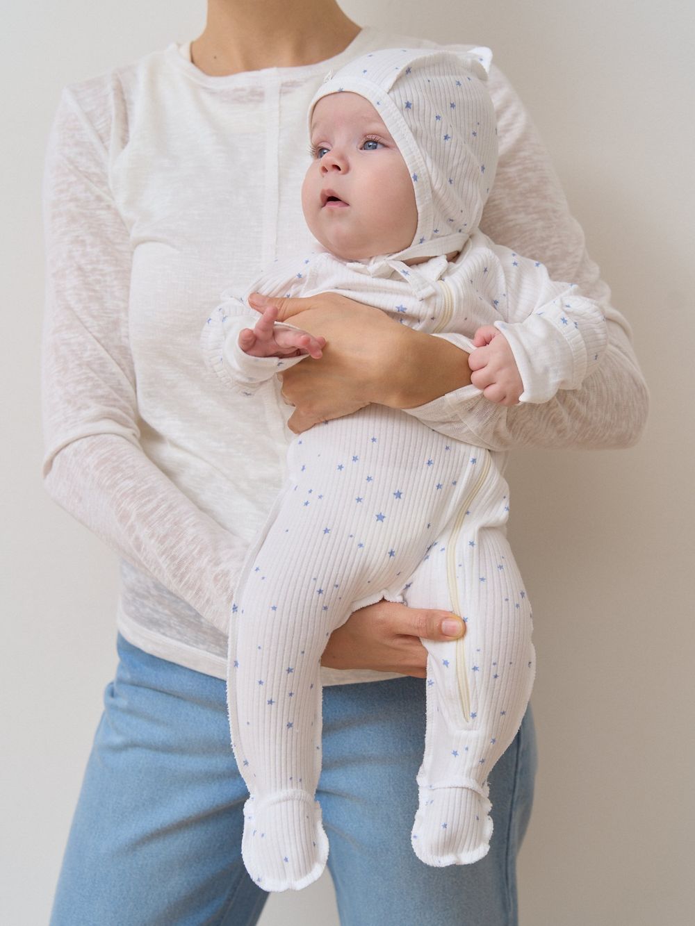 Слип с закрытой ножкой "Голубые звезды" 0+