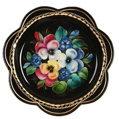 Жостовский поднос декоративный, размер 18 см (A1), металлический