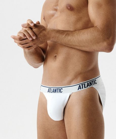 Мужские трусы (3шт) слипы танга Atlantic 3MP-220, хлопок, белый