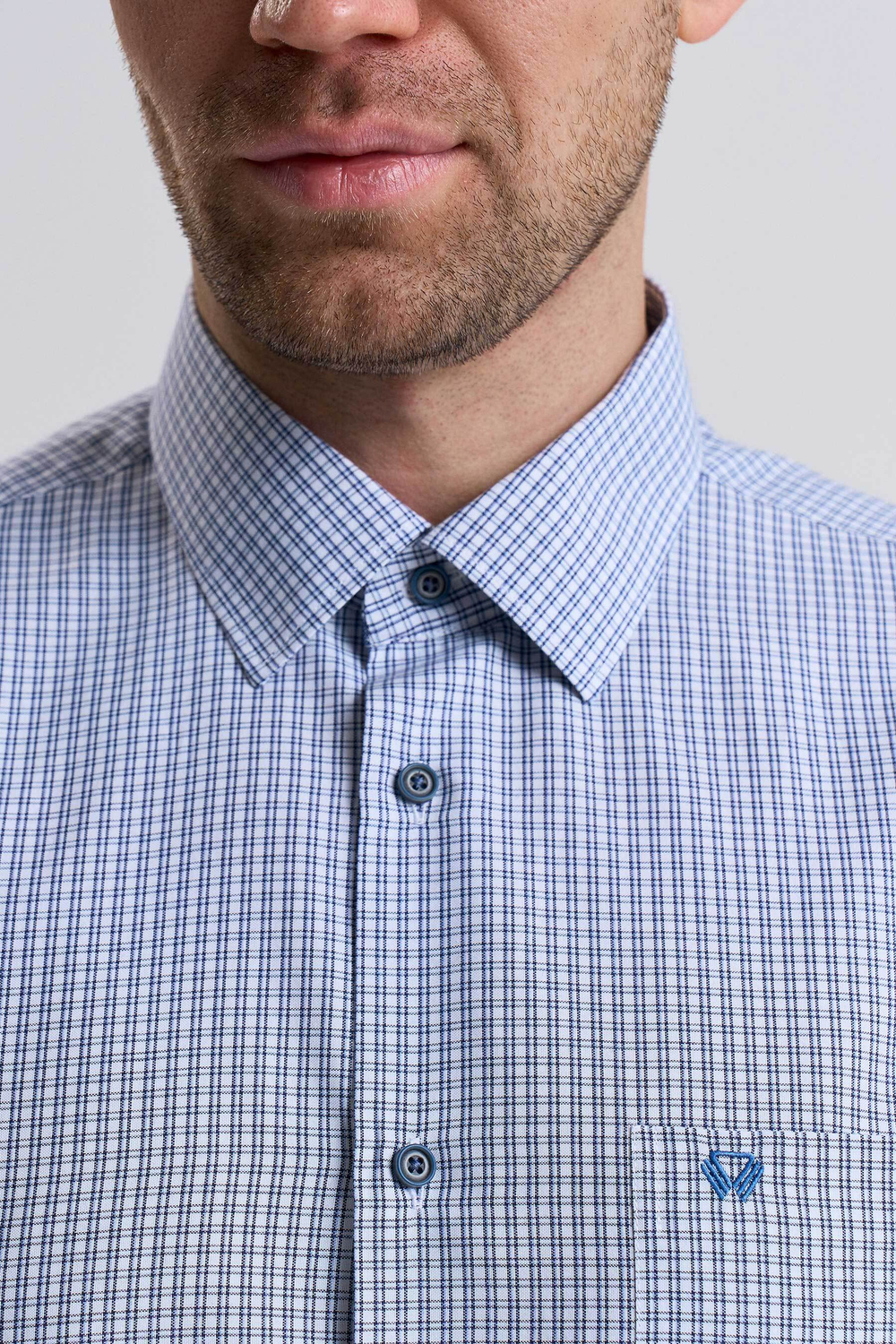 Сорочка мужская VESTER длинный рукав, клетка, хлопок/пэ 55314 37