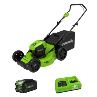Аккумуляторная газонокосилка Greenworks GD40LM46HPK4 40В бесщеточная (1 x 4 Ач, Быстрое ЗУ) нож 46 см, 2514407U4F