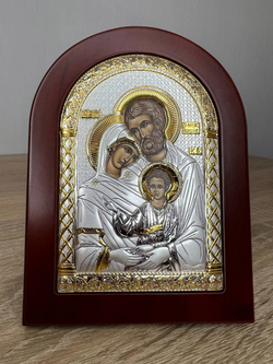 Св. Семейство, икона арочная, красное дерево 105х140