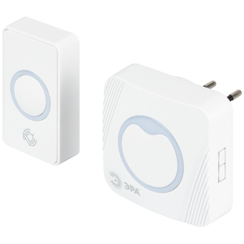 Звонок дверной ЭРА POLYCOLOR C101 беспроводной RGB подсветка от сети белый 36 мелодий