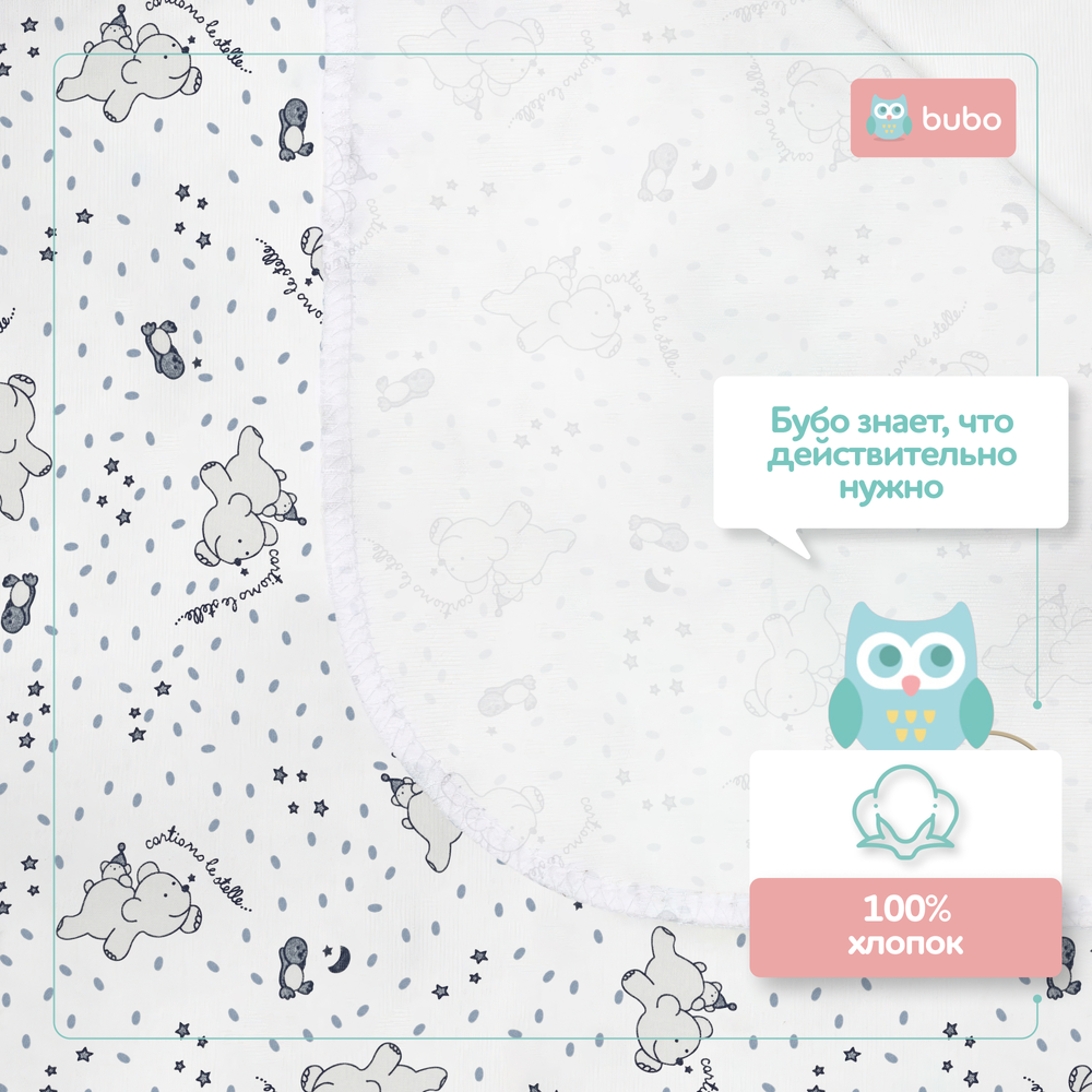 Пеленка текстильная BUBO BABY "SOFT" 100х120 см, кулирная гладь, 2 шт