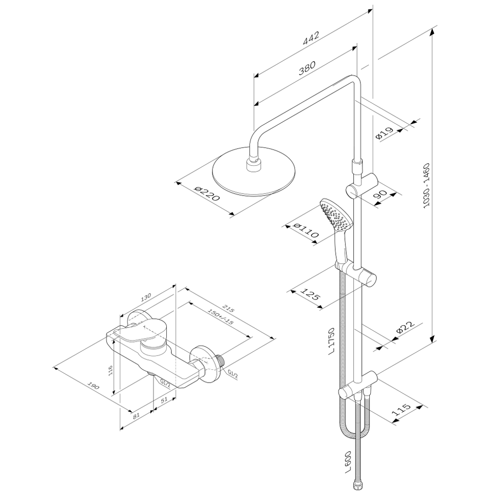 Душевая система AM.PM X-Joy F40885A24 Хром