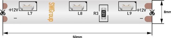 Светодиодная влагозащищенная лента SWG 4,8W/m 60LED/m 315SMD теплый белый 5M 002202