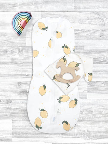 Пеленальный кокон и шапочка Mjölk Лимоны
