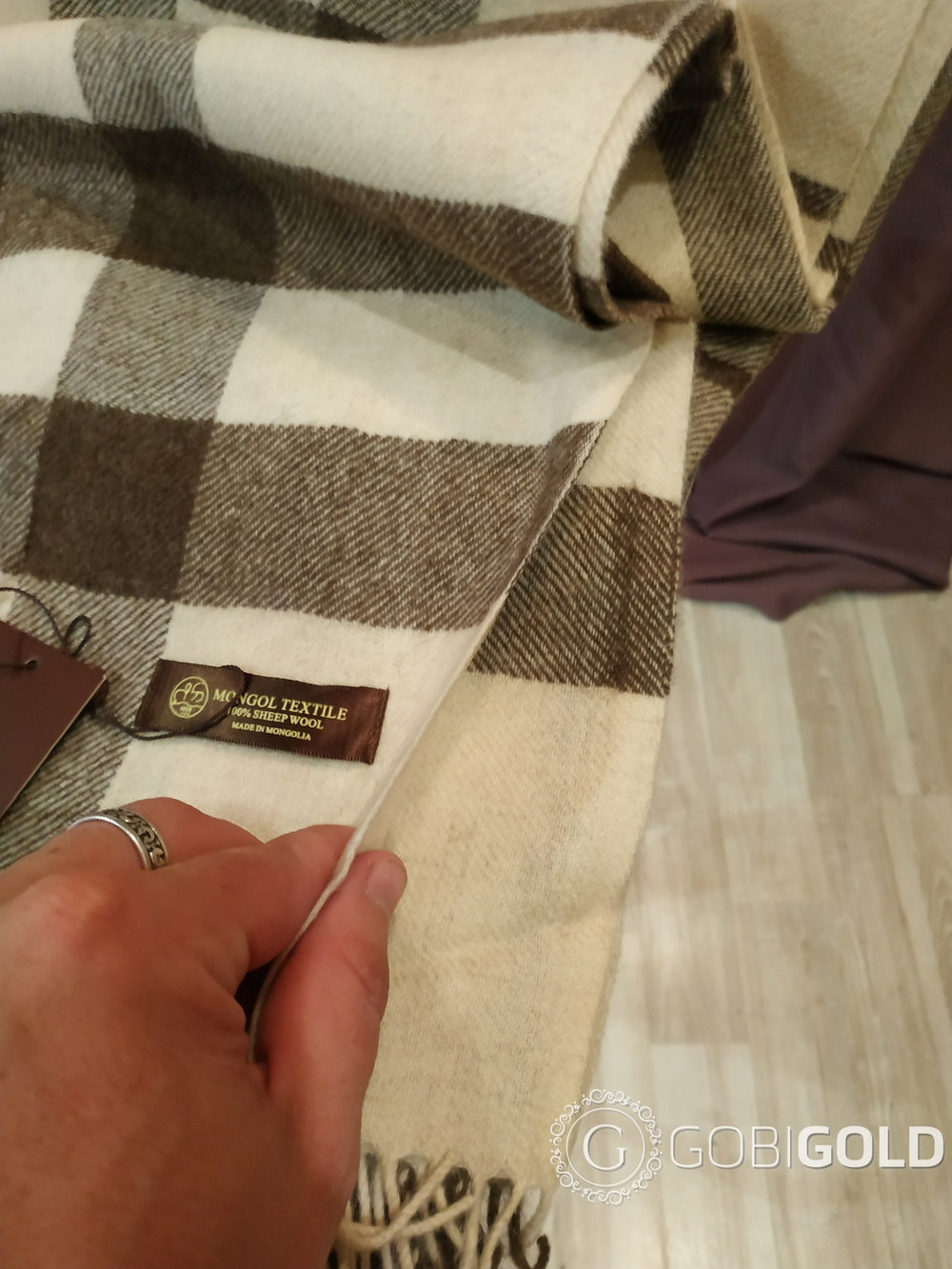 Плед из 100% овечьей шерсти 150x200 см. (MONGOLTEXTILE) - MT003(2)