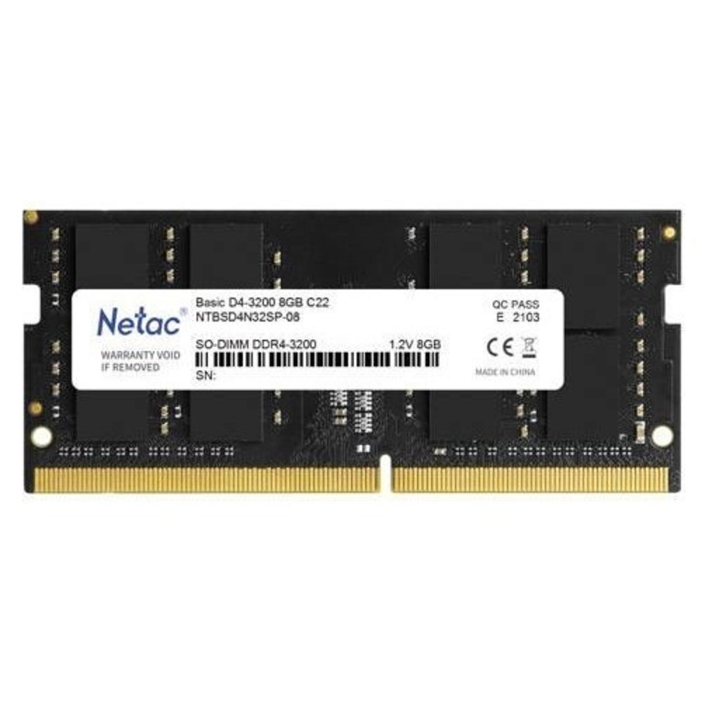 Оперативная память Память SO-DIMM DDR4 8GB PC25600 3200MHz CL22 Netac 1.2V (NTBSD4N32SP-08)