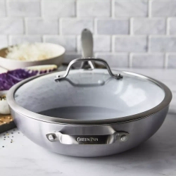 GreenPan Вок Venice Pro с крышкой 30см 4,7л Evershine светло-серый