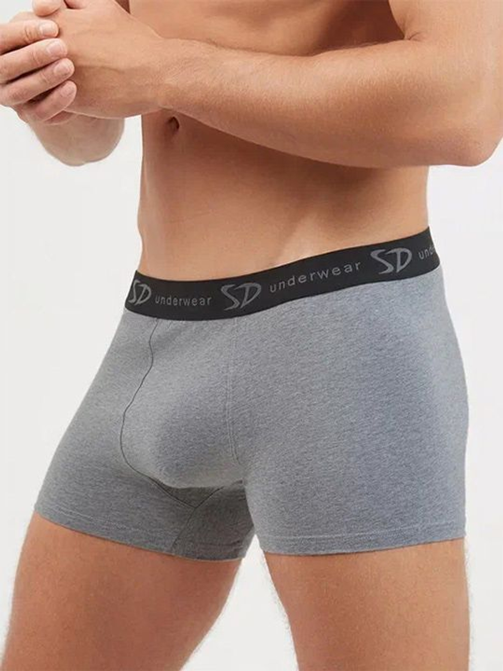 Мужские хлопковые трусы-боксеры с брендированной резинкой (Размер: M) (Цвет: черный)