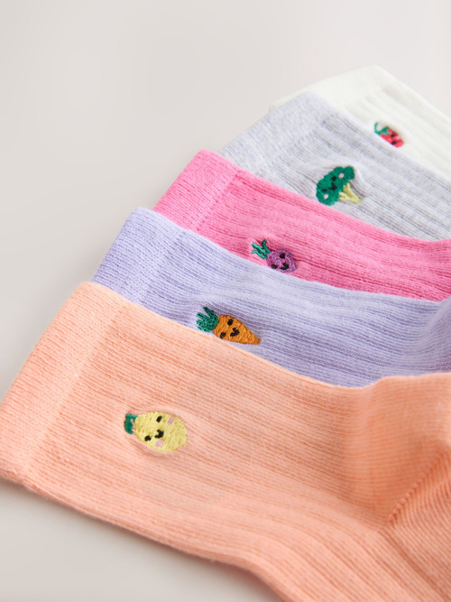 Носки хлопковые для девочки Next AR8-934, 5 штук, Розовый, Белый, Голубой