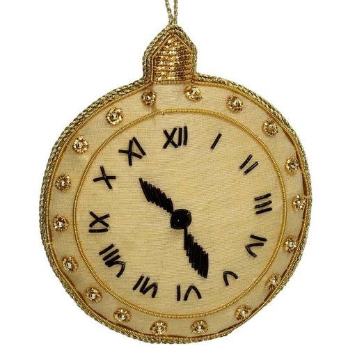 Елочное украшение "Часы" 10х11х1см Бисер,текстиль