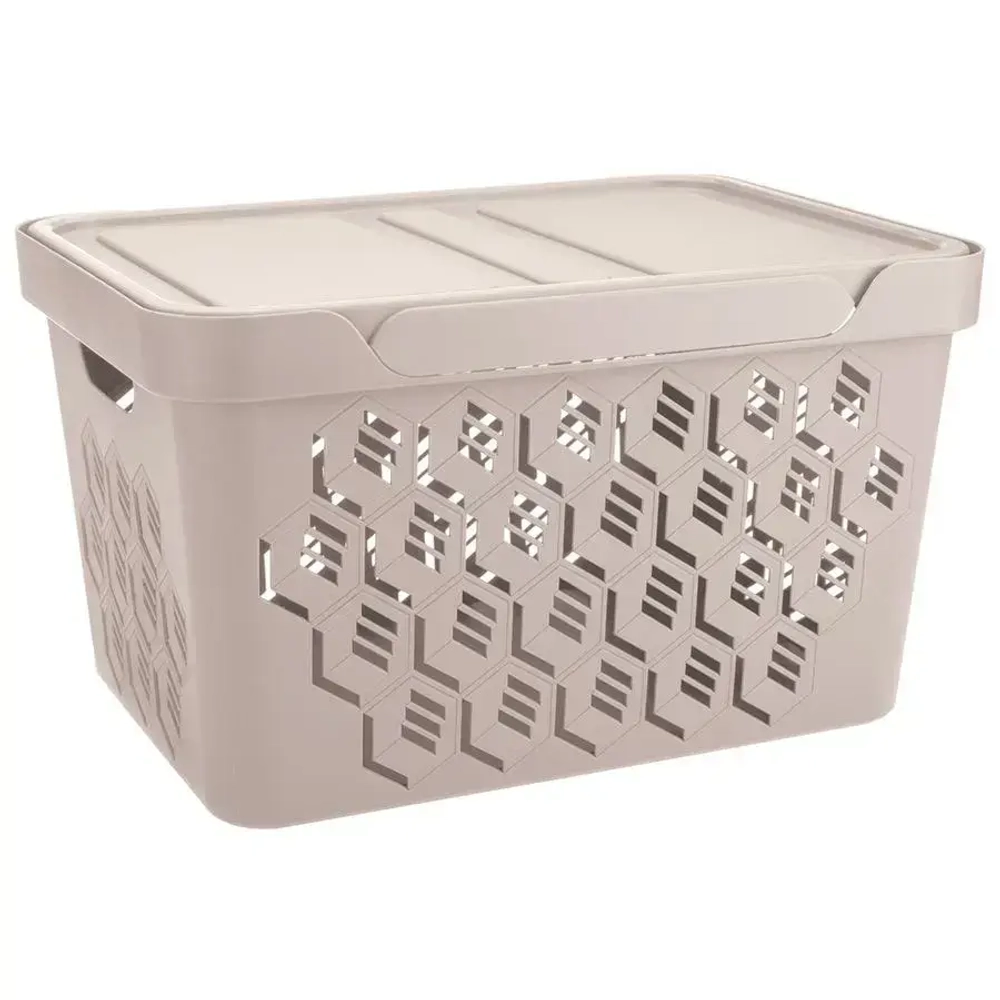 ЯЩИК С КРЫШКОЙ УНИВЕРСАЛЬНЫЙ DELUXE, 380х220 ММ, 18Л (Светло-бежевый)
