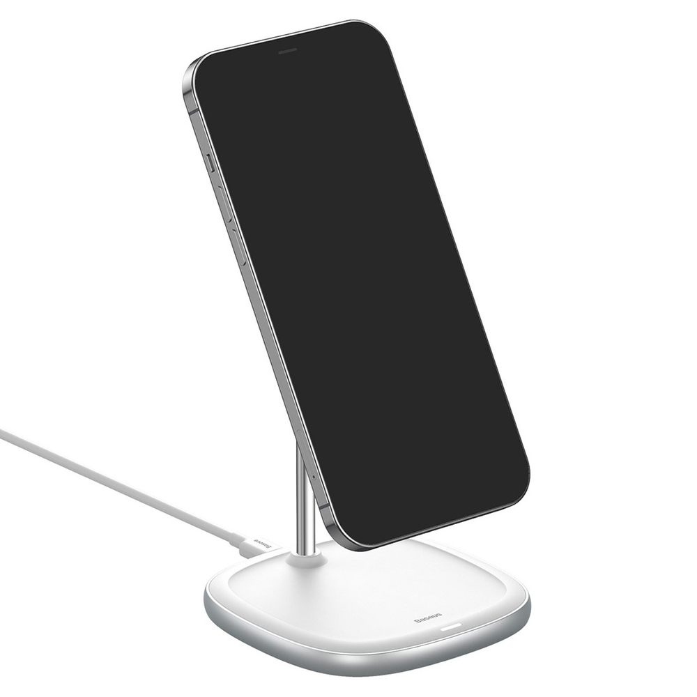 Беспроводная зарядка + Держатель Baseus Swan Magnetic Desktop Bracket Wireless Charger - White