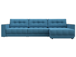 Диван угловой с декором Лига-049 НПБ Лонг, Амур 10 РОГОЖКА голубой