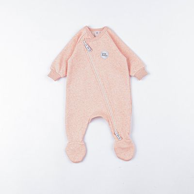 Warm hooded diagonal jumpsuit 3-18 months - Apricot Parfait