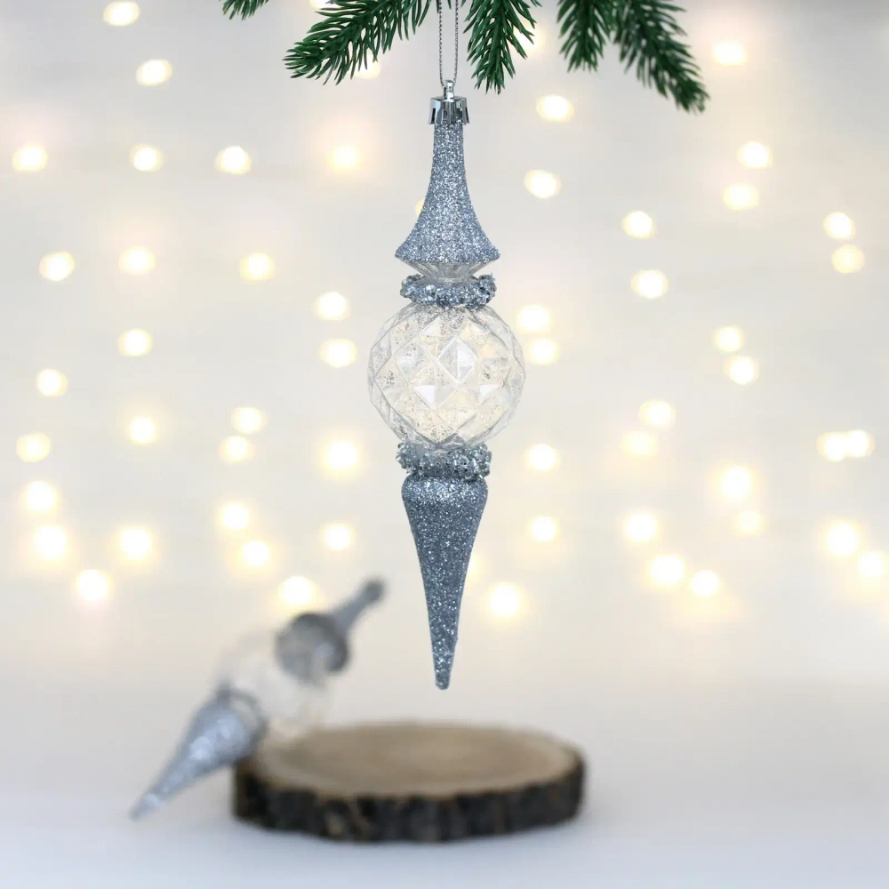 Елочные игрушки «Искры» 5*5*19 см (набор 2 шт), Белый