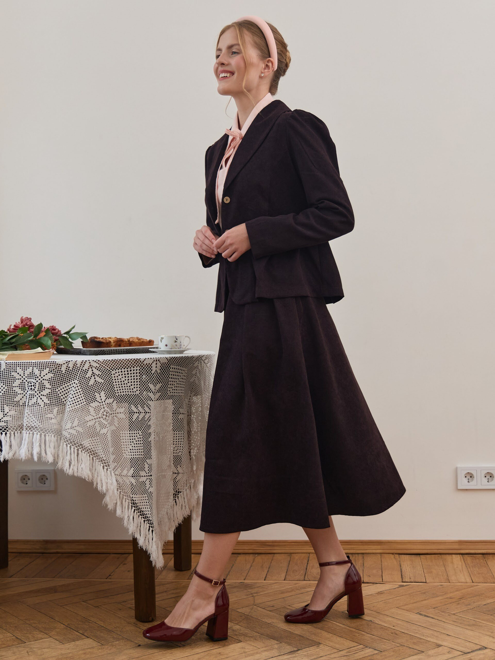 Юбка бохо вельветовая миди