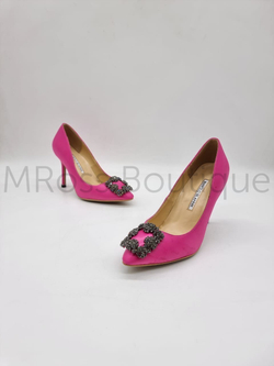 Женские розовые туфли на каблуке Manolo Blahnik (Маноло Бланик)