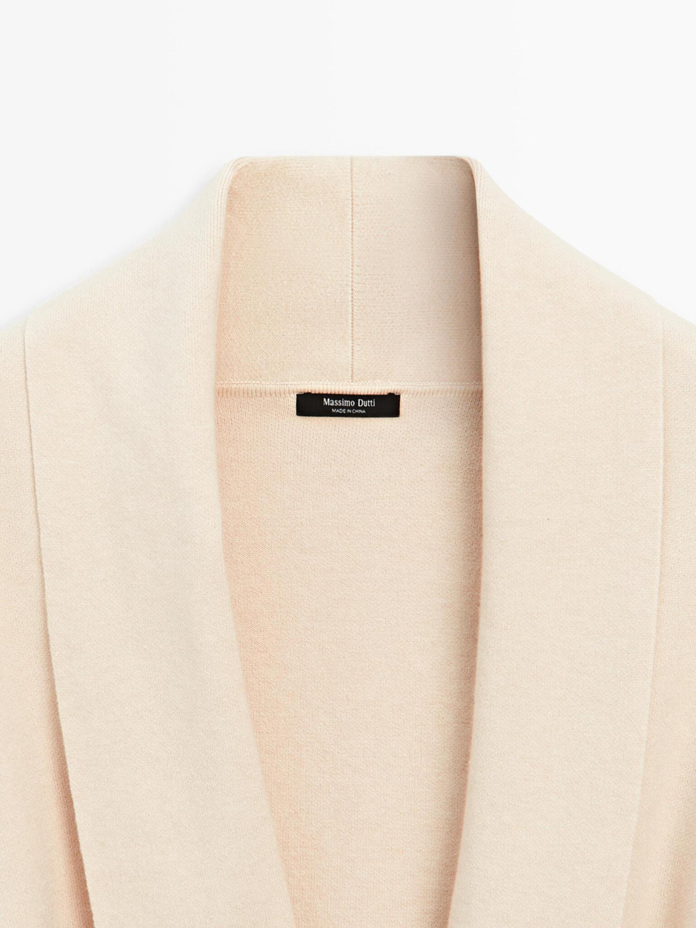 Massimo Dutti Вязаный кардиган с поясом, бежевый