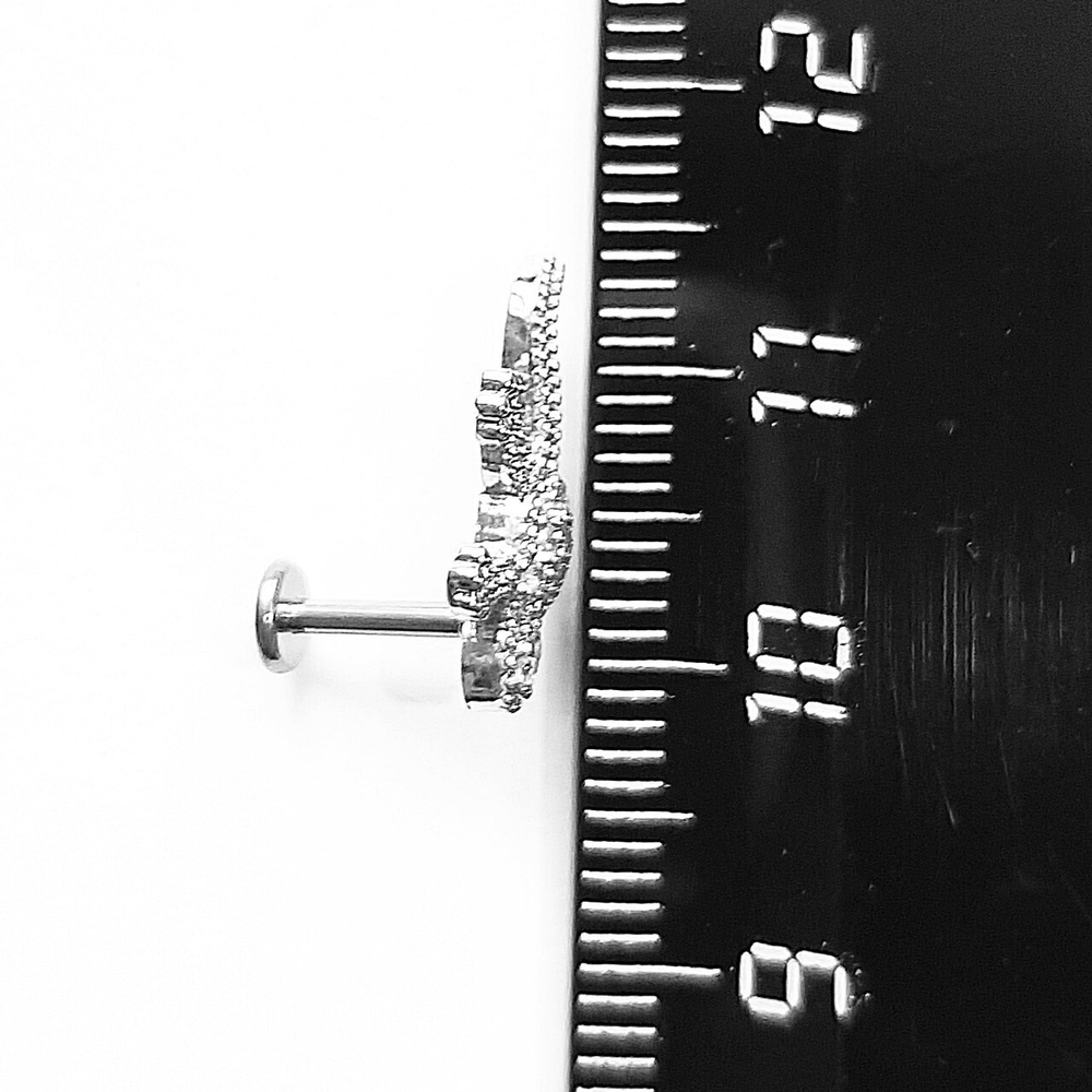 Микроштанга 8 мм "Ящерица" толщина 1,2 мм для пирсинга ушей. Медицинская сталь