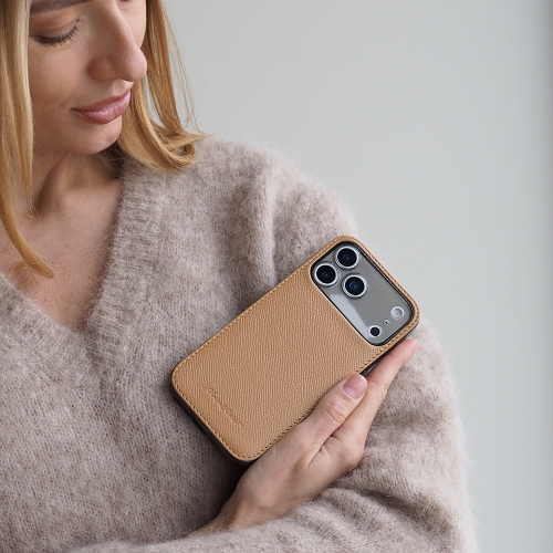 Чехол-накладка для iPhone 17 Pro Max - кожа теленка сафьяно, кэмел