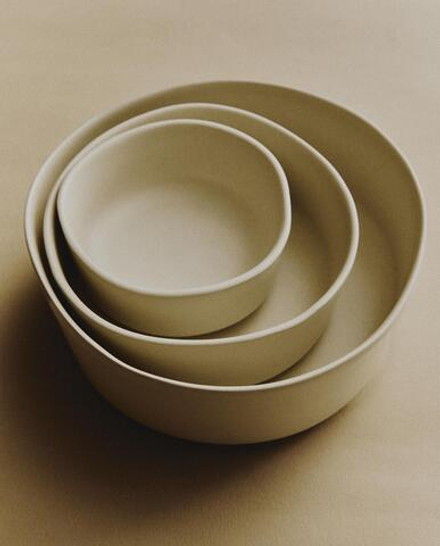 Zara Home миска из каменной керамики, цвет бежевый, 11 см