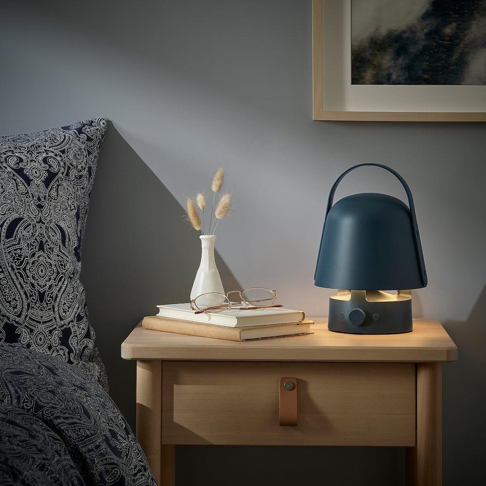 IKEA VAPPEBY  (ИКЕА ВАППЕБЙ)  -  Лампа с bluetooth-динамиком, открытая/синяя