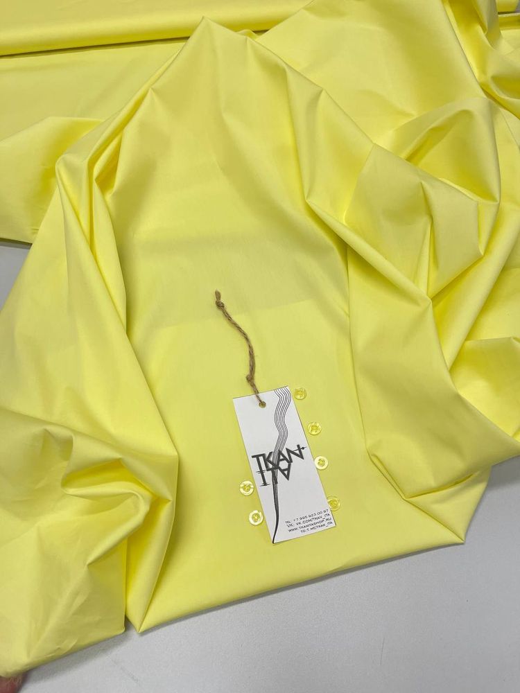 Блузочно-плательный однотонный мерсеризованный поплин с эластаном (Louis Vuitton, 75%хлопок/20%полиамид/5%эластан, Желтый лимонад, 149, 128 гр/м2)