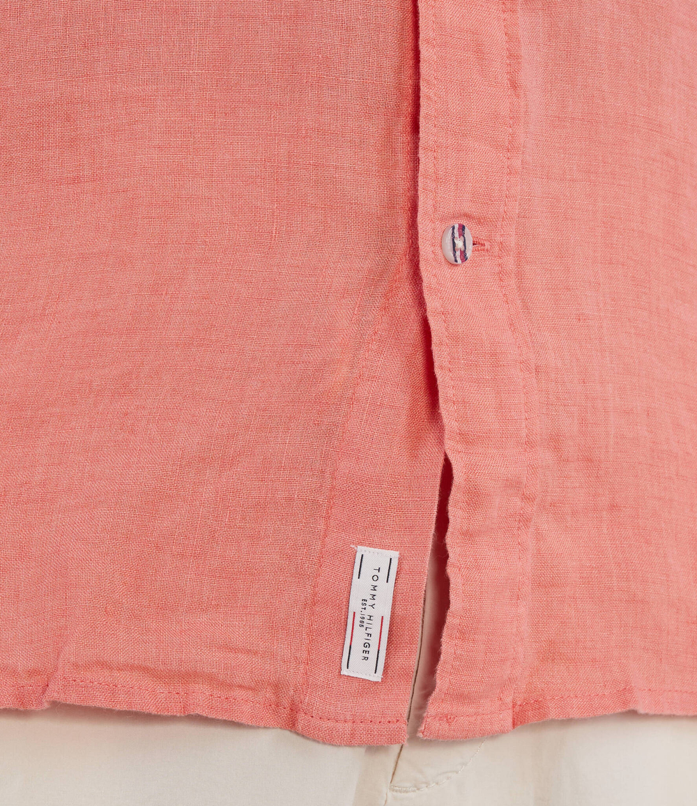 Льняная рубашка PIGMENT DYED LINEN RF SHIRT S/S Tommy Hilfiger - коралловый(MW0MW30916)