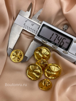 Пуговицы золотистые лимонные объемные жатый металл