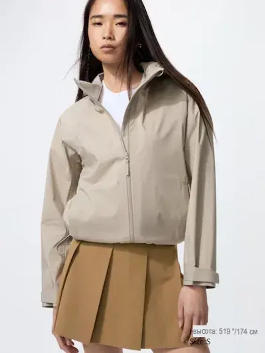 UNIQLO Короткая парка с капюшоном, бежевый