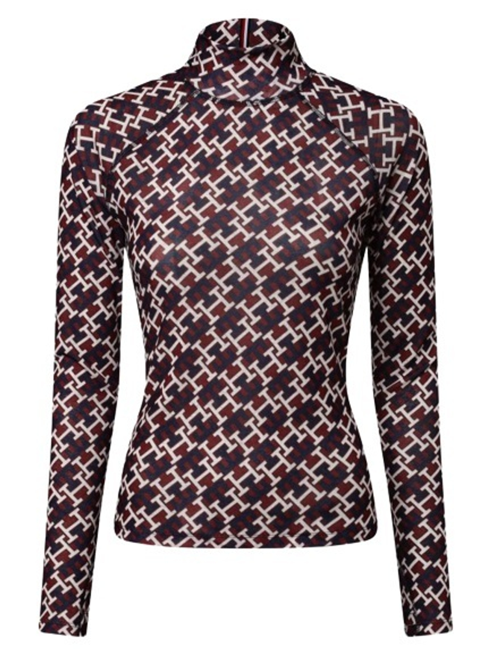 Женская футболка теннисная (dł. Рукава) Tommy Hilfiger Slim AOP Roll Neck Top LS - monogram