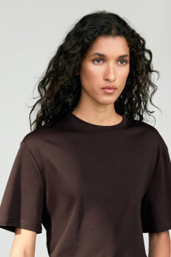 Massimo Dutti Футболка из 100% хлопка с короткими рукавами, коричневый