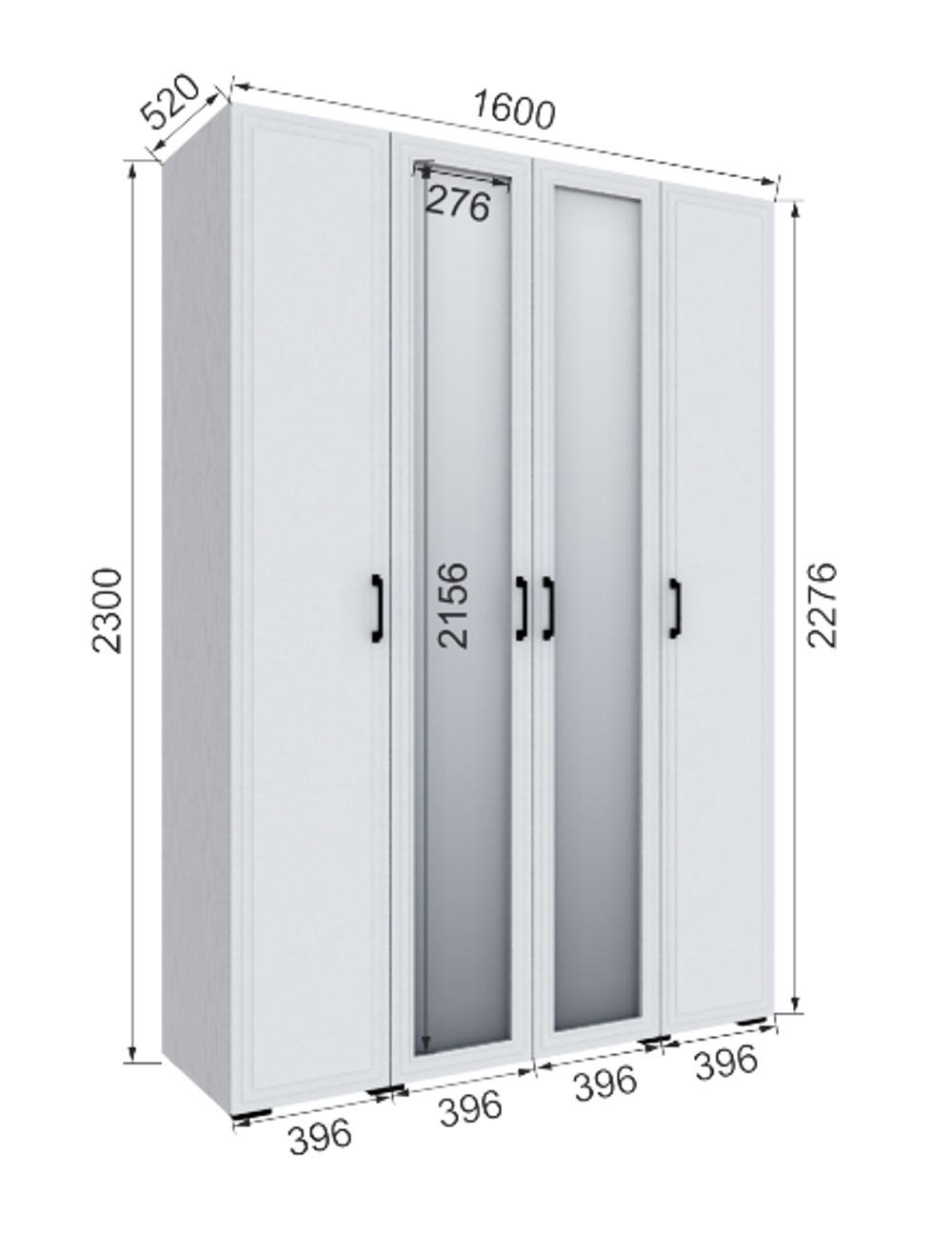 Шкаф с ящиками внутри с зеркалом Бруклин 160Ш