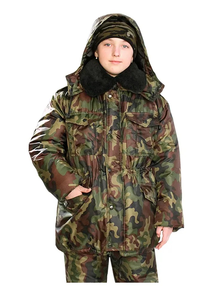 Куртка детская зимняя Кадет (зеленый камуфляж, оксфорд)
