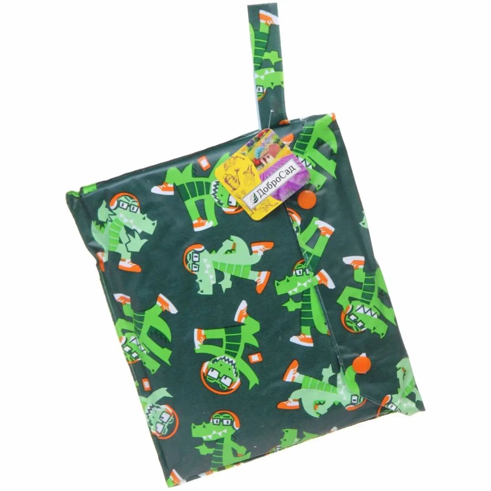 Дождевик-плащ детский «Волшебные звери-Заводной крокодил» с капюшоном, на кнопках, размер L(66*44см) ДоброСад