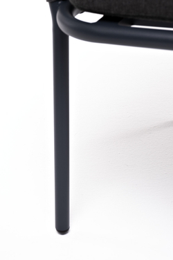 "Бордо" стул плетеный из роупа, каркас алюминий темно-серый (RAL7024) муар, роуп серый 15мм, ткань темно-серая 027