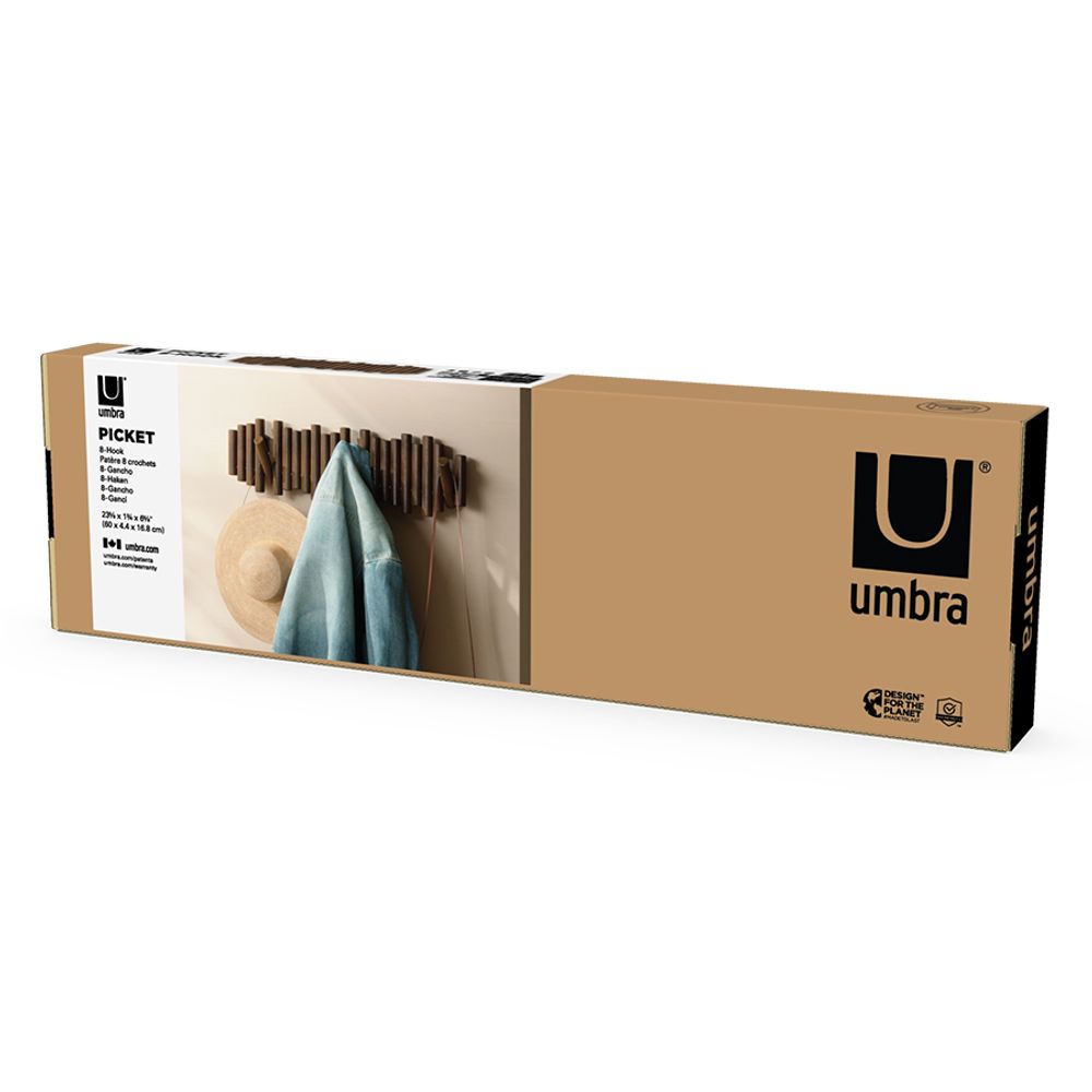 Вешалка настенная Picket, 8 крючков, состаренный грецкий орех