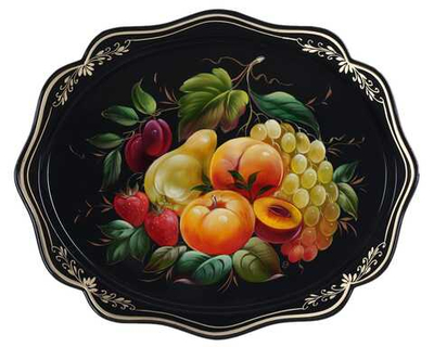 Жостовский поднос декоративный, размер 38х30 см (A15), металлический