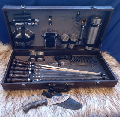 Шашлычный набор подарочный "Буйвол Элит" №30 в кейсе из экокожи