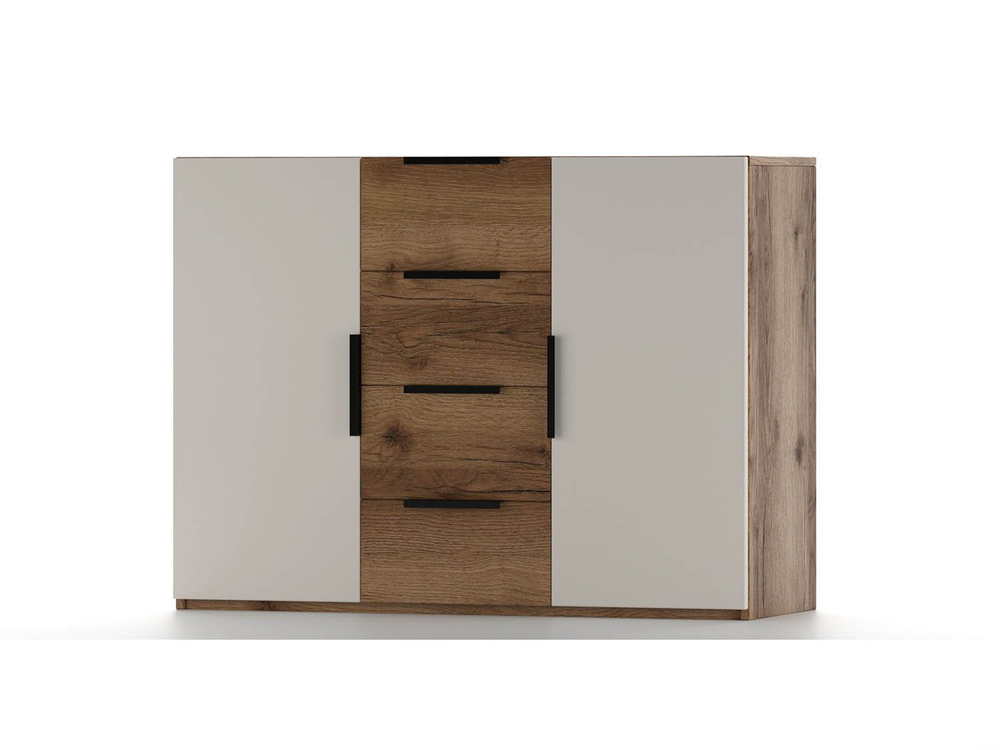 Харди комод широкий Дуб Делано Темный / Супермат Джелато