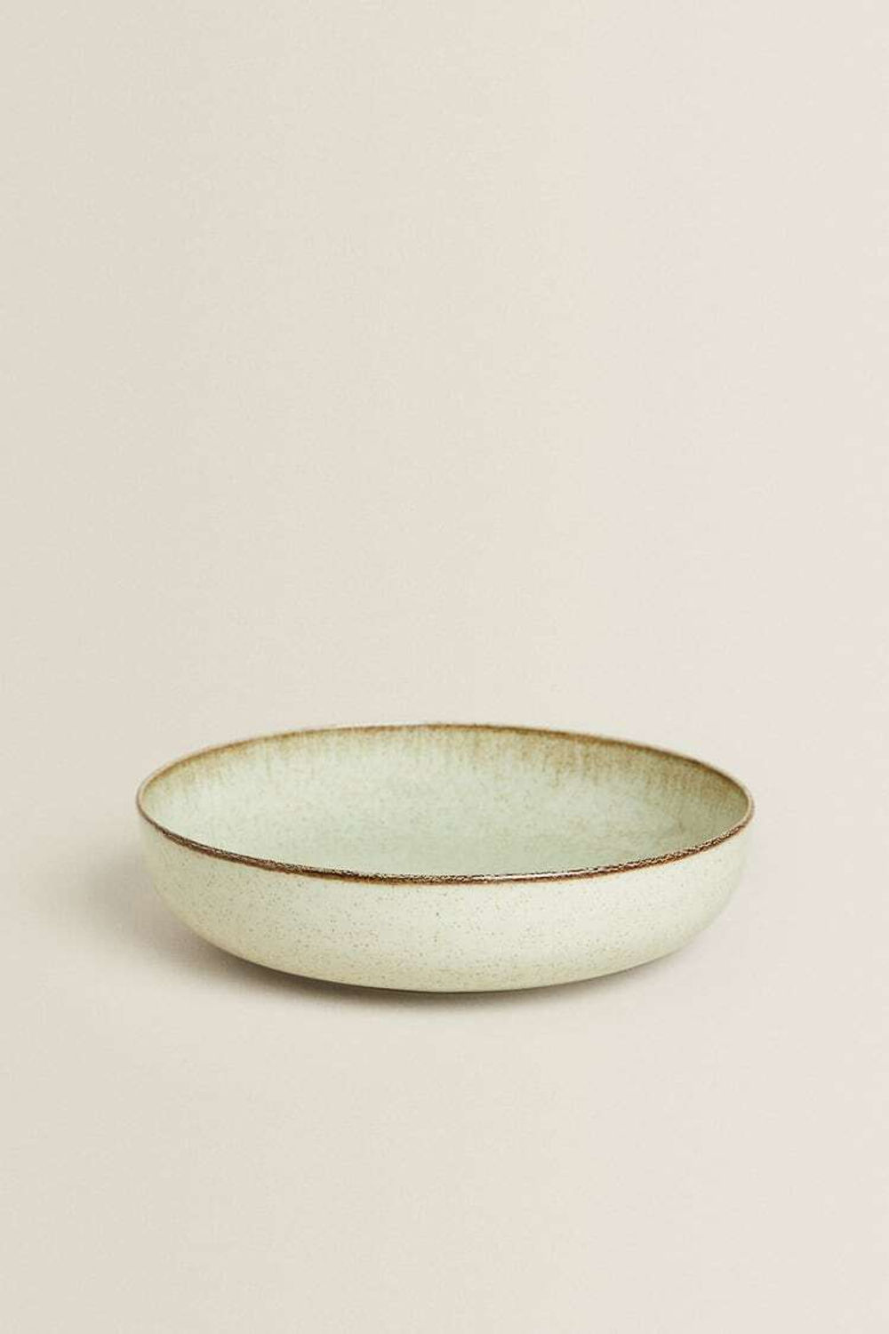 ZARA HOME ФАРФОРОВАЯ СУПОВАЯ ТАРЕЛКА С ОБОДКОМ ПОД СТАРИНУ, ЦВЕТ МОРСКОЙ ВОЛНЫ