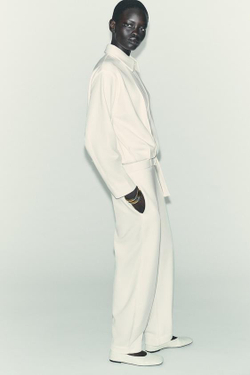 ZARA БРЮКИ ИЗ ФЛИСА С РЕМНЕМ, ЭКРЮ